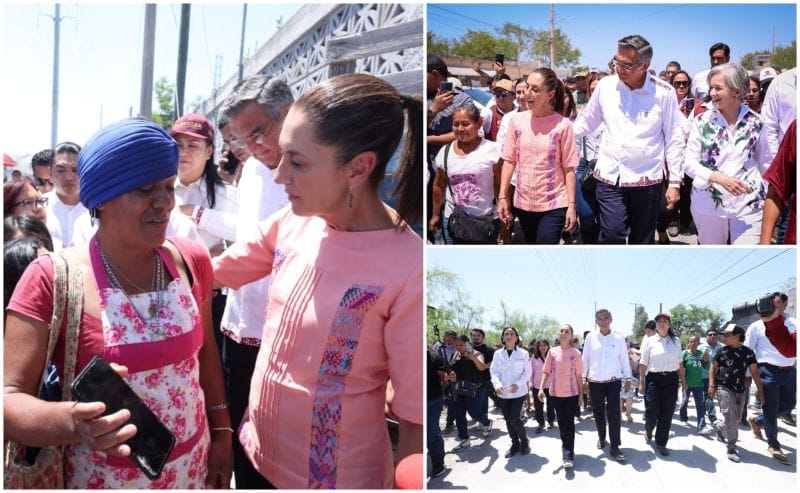 La presidenta Claudia y el gobernador Américo visitan a damnificados de Reynosa